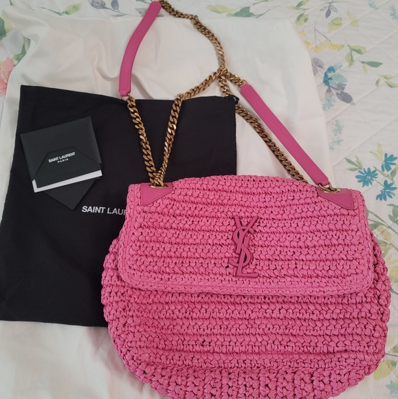 YSL raffia pink bag - Picture 2 of 11